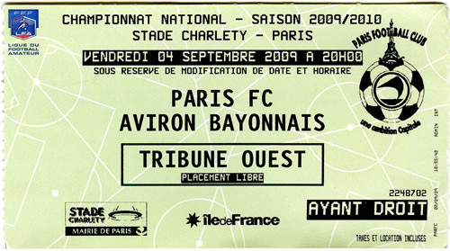 Billet du match Paris Fc - Bayonne