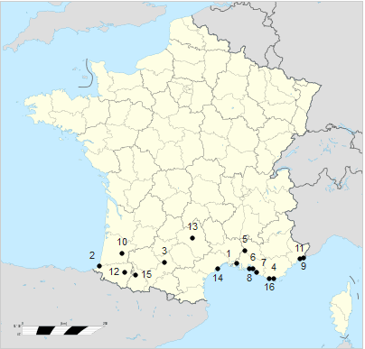 Carte du CFA groupe C saison 2014 / 2015.